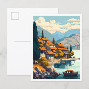 See Ohrid Reise Vintage-Illustration Postkarte