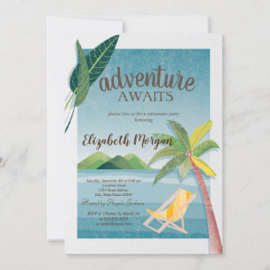 See, Palm, Berge, Party für die Ruhestandsbetreuun Einladung