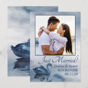 See Reflections   Staubblaue Schwan Foto-Hochzeit Ankündigung