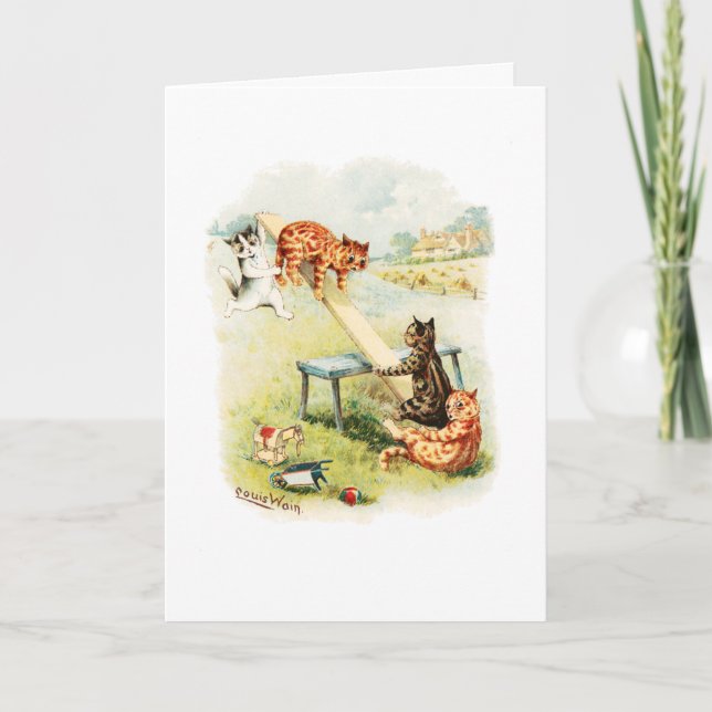 See-Saw Cats Louis Wain Blank Card Karte (Vorderseite)
