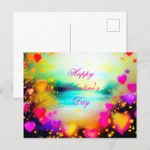 See Sonnenuntergang und Herzen Valentinstag Postkarte