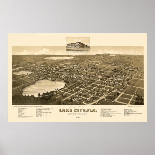 See-Stadt, panoramische Karte FLs - 1885 Poster