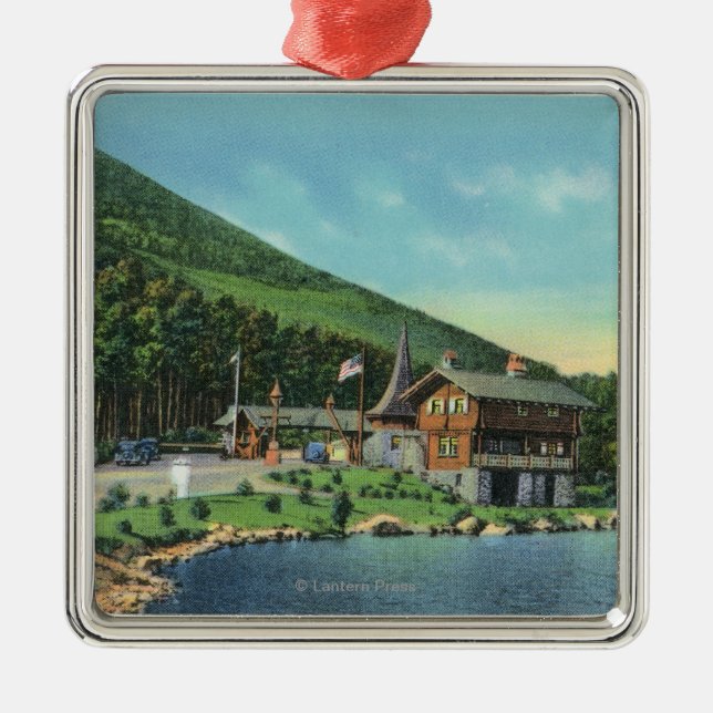 See-Stevens-Ansicht des Gebührn-Hauses Silbernes Ornament (Vorne)