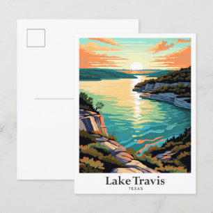 See Travis Texas Kunst Vintage Reise Illustration Postkarte