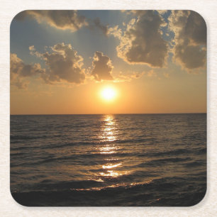See-überlegener Sonnenuntergang-Untersetzer Rechteckiger Pappuntersetzer