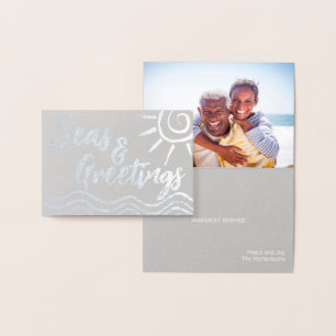 SEE UND GREETINING BEACH FOTO CARD SILVER FOIL FOLIENKARTE