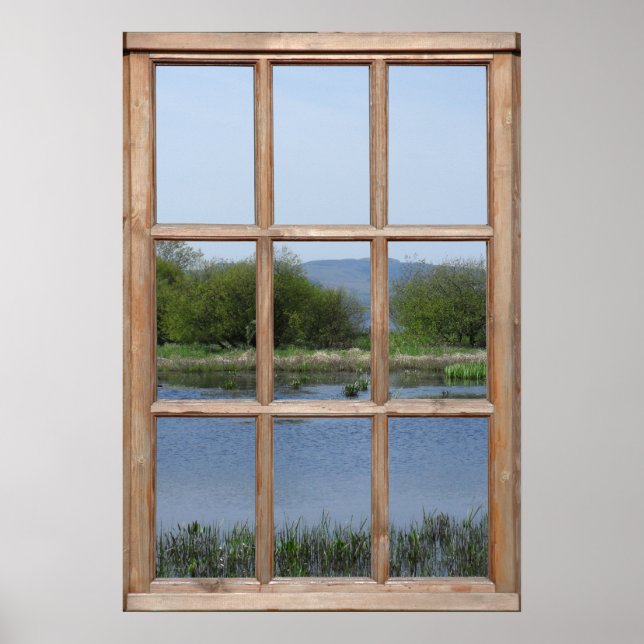 See- und Hügelansicht von einem Fenster aus Poster (Vorne)