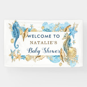 See-und Strand-blaue GoldBabyparty Banner