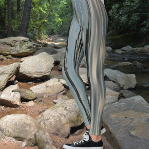 See Vertikale Streifen Blau Beige Leggings