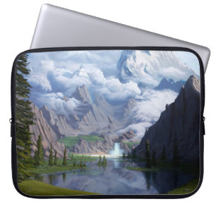 See Wasserfall Digitale Kunst 3D Illustration Laptopschutzhülle