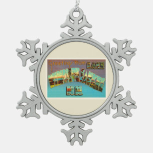 See Winnipesaukee New Hampshire-Reise-Andenken Schneeflocken Zinn-Ornament