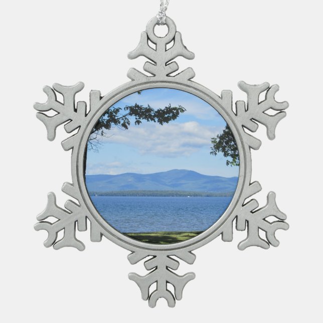 See Winnipesaukee Schneeflocken Zinn-Ornament (Vorderseite)