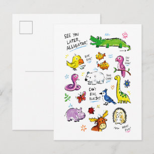 See You Later Alligator – Süße Abschiedspun-Wortsp Postkarte