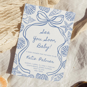 See You Soon Baby Shower Einladung Blaues Küsten-B