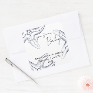 See You Soon Baby Shower Geschenk zur Babyparty Quadratischer Aufkleber