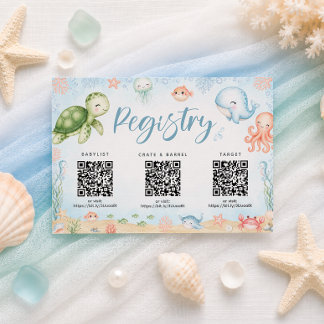 See You Soon Ozean Baby Shower Geschenkeliste Kart Dankeskarte