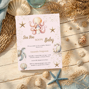 See You Soon rosa Mädchen Baby Shower Einladung