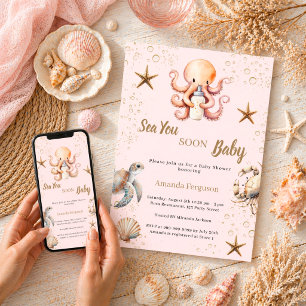 See You Soon rosa Mädchen Baby Shower Einladung