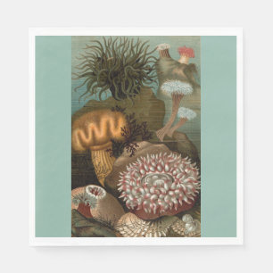 Seeanemone aus dem 19. Jahrhundert Serviette