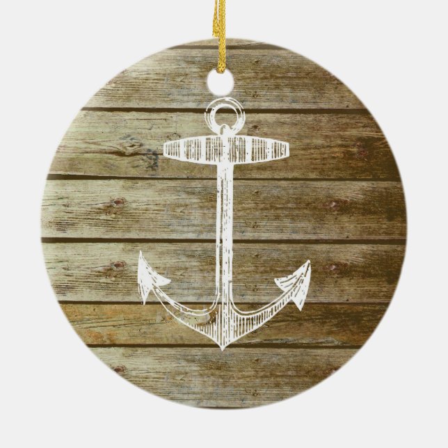 Seeanker auf hölzerner Grafik Keramikornament (Hinten)