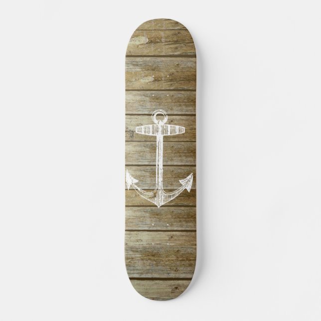 Seeanker auf hölzerner Grafik Skateboard (Vorderseite)