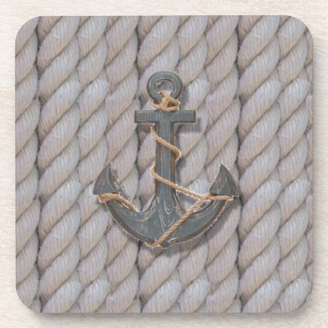 Seeanker des grauen Küstenstrandseils Getränkeuntersetzer (Vorderseite)