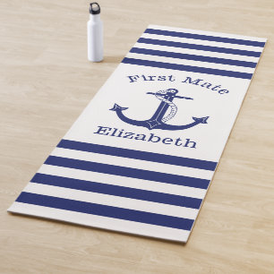 Seeanker-Marine-Blau-erster Kamerad mit Monogramm Yogamatte
