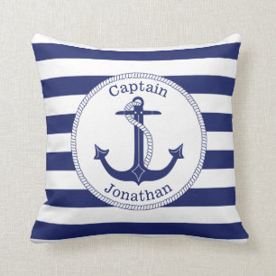 Seeanker-Marine-Blau-Kapitän Personalized Kissen