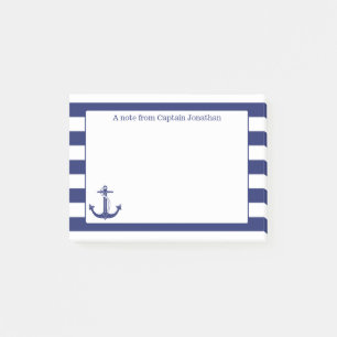 Seeanker-Marine Stripes personalisierte 4 x 3 Post-it Klebezettel