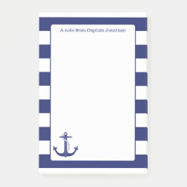 Seeanker-Marine Stripes personalisierte 4 x 6 Post-it Klebezettel