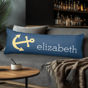 Seeanker mit Marine-Gelb-Zickzack Muster Seitenschläferkissen