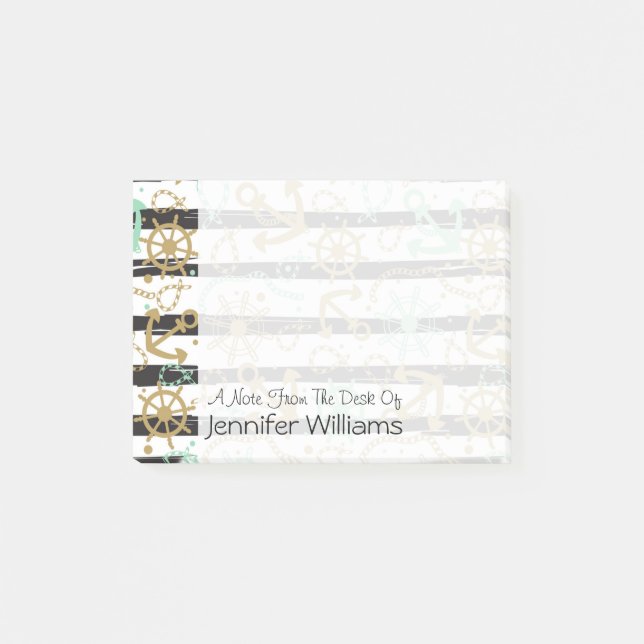 Seeanker-Muster | addieren Ihren Namen Post-it Klebezettel (Vorderseite)