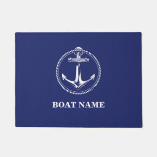 Seeanker Name des Schiffes Blau Fußmatte