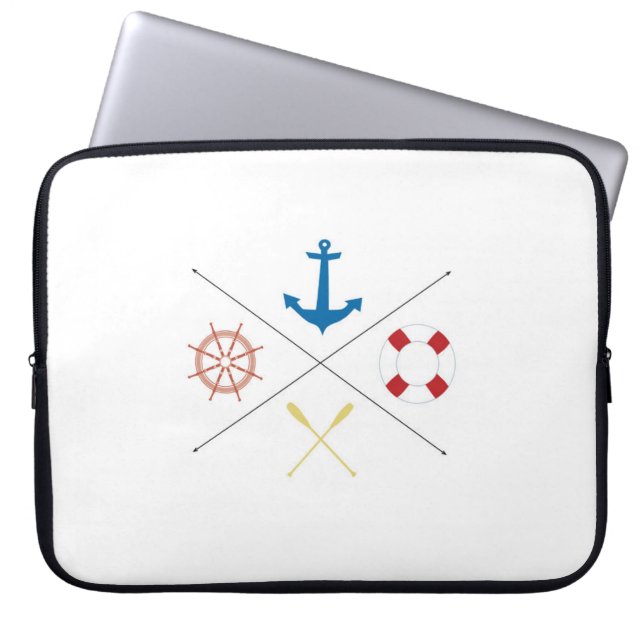 Seeanker-Segel-Segelboot 15" Laptop-Kasten Laptopschutzhülle (Vorderseite)