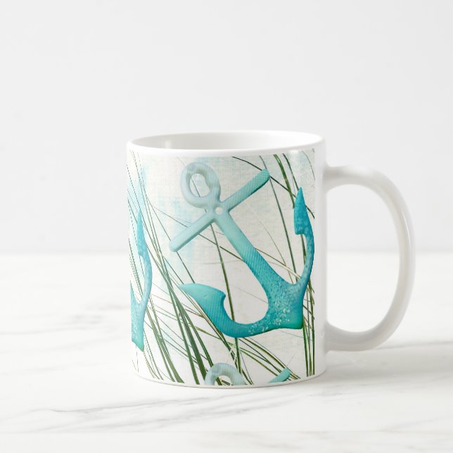 Seeanker-Strand-Ozean-Küsten-Küstenthema Kaffeetasse (Rechts)