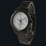 Seeanker u. mythologisches Fischtier Armbanduhr<br><div class="desc">Seeanker der coolen schwarzen Vintagen Illustration und mythologisches Fischtier über silbernem Glitter. Schwarze römische Ziffern.</div>