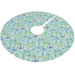 Seeanker und Seil-Muster Polyester Weihnachtsbaumdecke