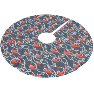 Seeanker und Seil-Muster Polyester Weihnachtsbaumdecke