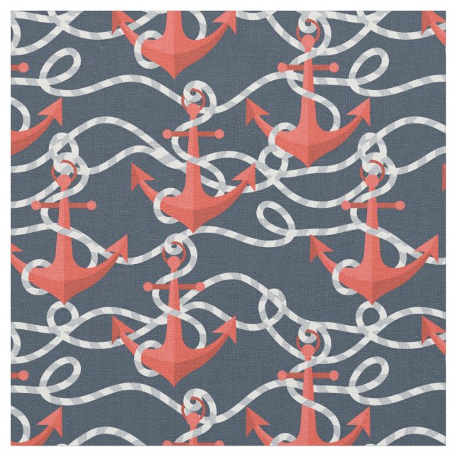 Seeanker und Seil-Muster Stoff (Nahaufnahme)