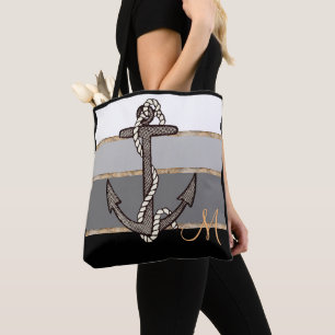 Seeanker und Seil (schwarze Steigung/Monogramm)