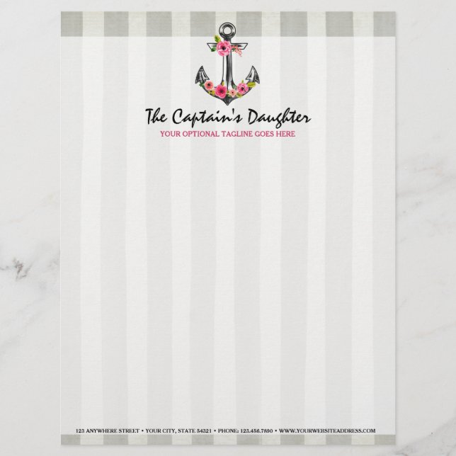 Seeankerwatercolor-Rosen-Strand-Butike Briefkopf (Vorderseite)