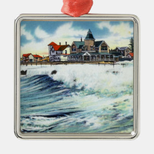 Seeansicht-Alleen-Ufergegend-Ansicht der Brandung Ornament Aus Metall