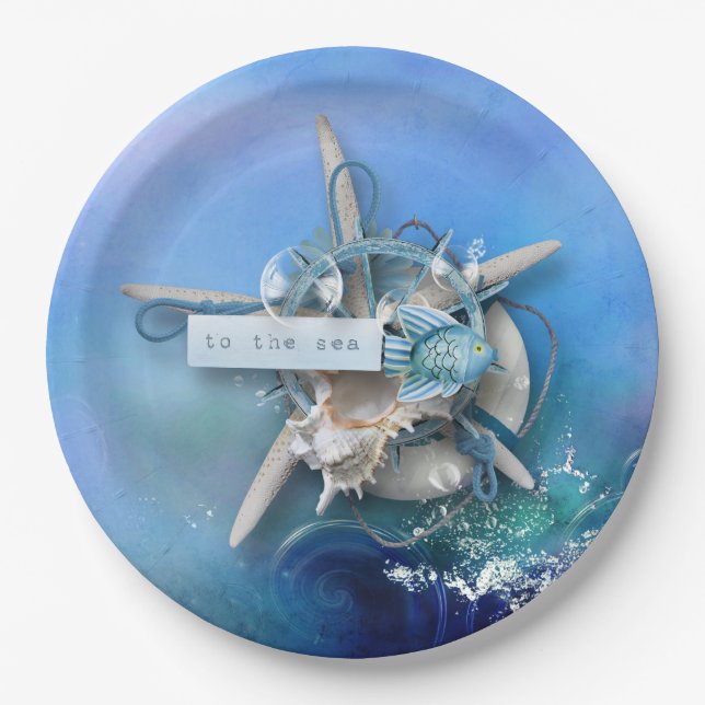 SeeAquarell zum Meer Pappteller (Vorderseite)