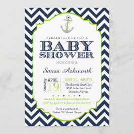 Seebaby-Duschen-Einladung, Zickzack Limones Blau Einladung