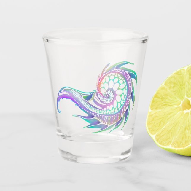 Seebad-Sketch in Neon Schnapsglas (Vorderseite)