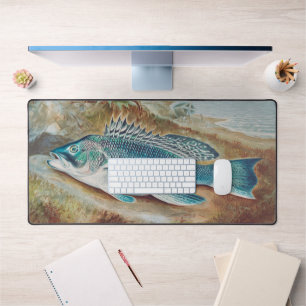 Seebarsch von S.A. Kilbourne, Vintage Fisch Schreibtischunterlage