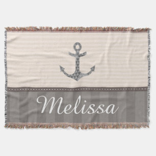 Seebeige und Brown-Anker-individueller Name Decke