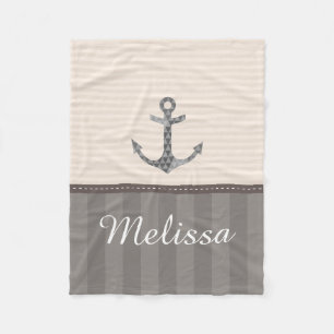 Seebeige und Brown-Anker-individueller Name Fleecedecke