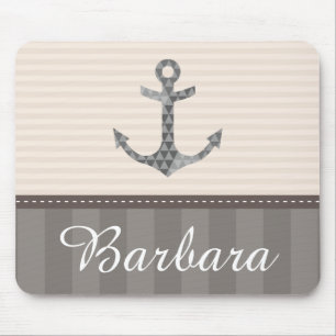 Seebeige und Brown-Anker-individueller Name Mousepad