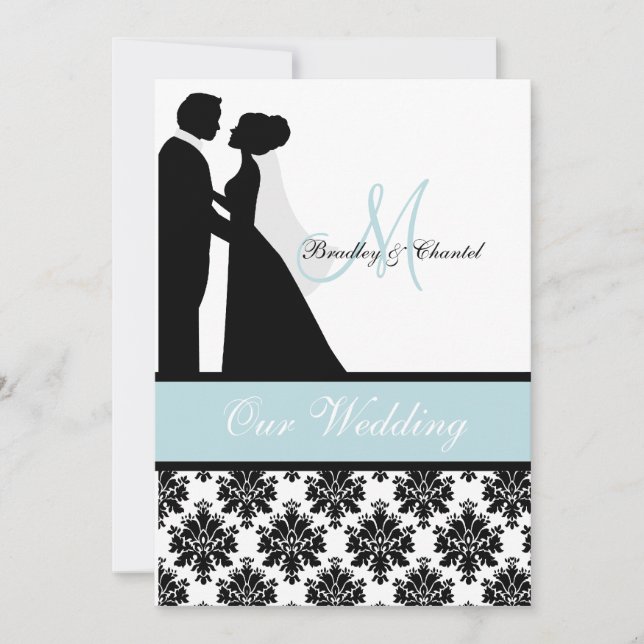 Seeblaue Hochzeits-Paar-Hochzeits-Einladung Einladung (Vorderseite)